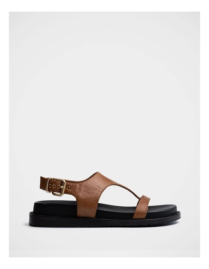 Anina Leather Flatform Sandal in Dark Cognac image 1