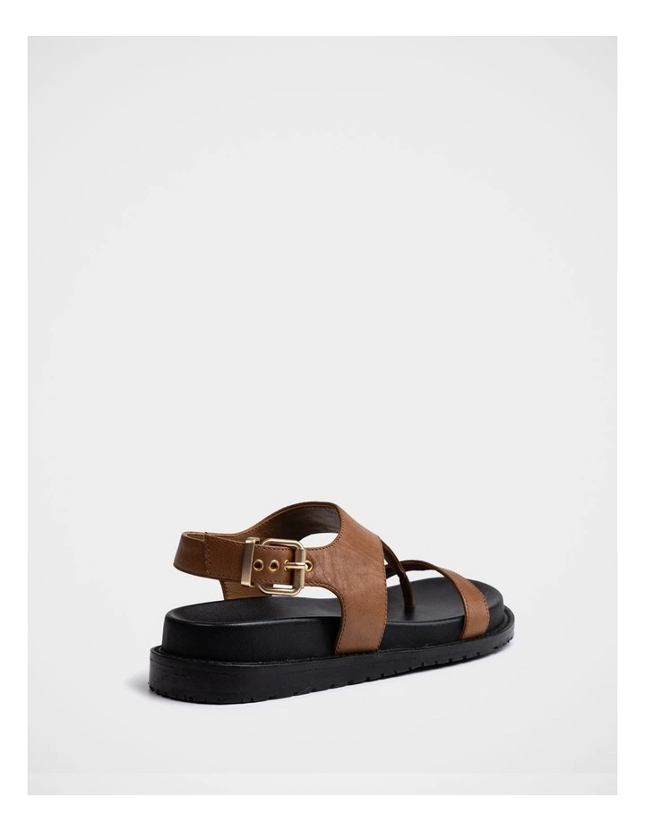 Anina Leather Flatform Sandal in Dark Cognac image 4