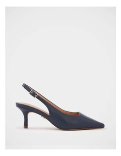 Mella Leather Slingback in Navy
