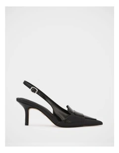 Luna Leather Slingback in Black