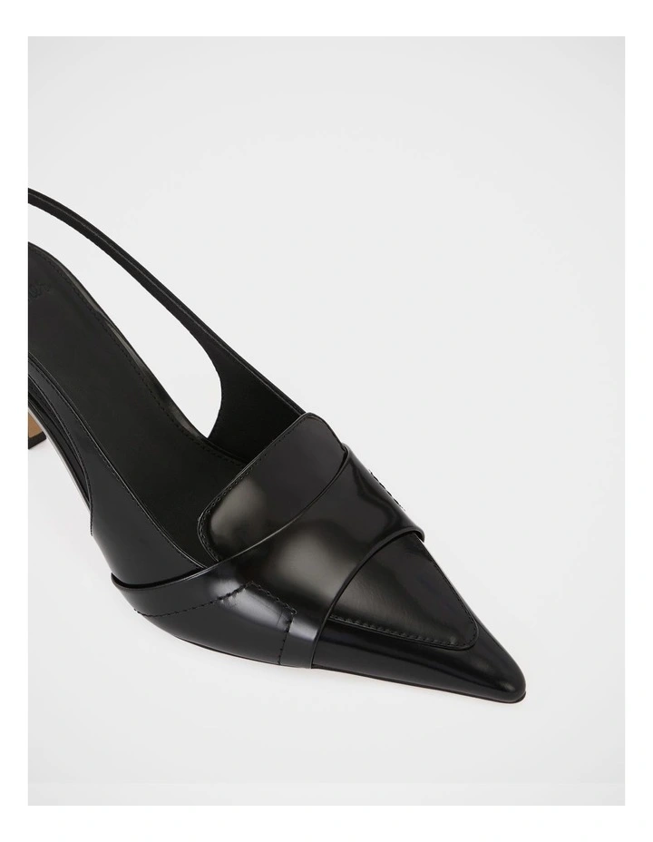 Luna Leather Slingback in Black image 3