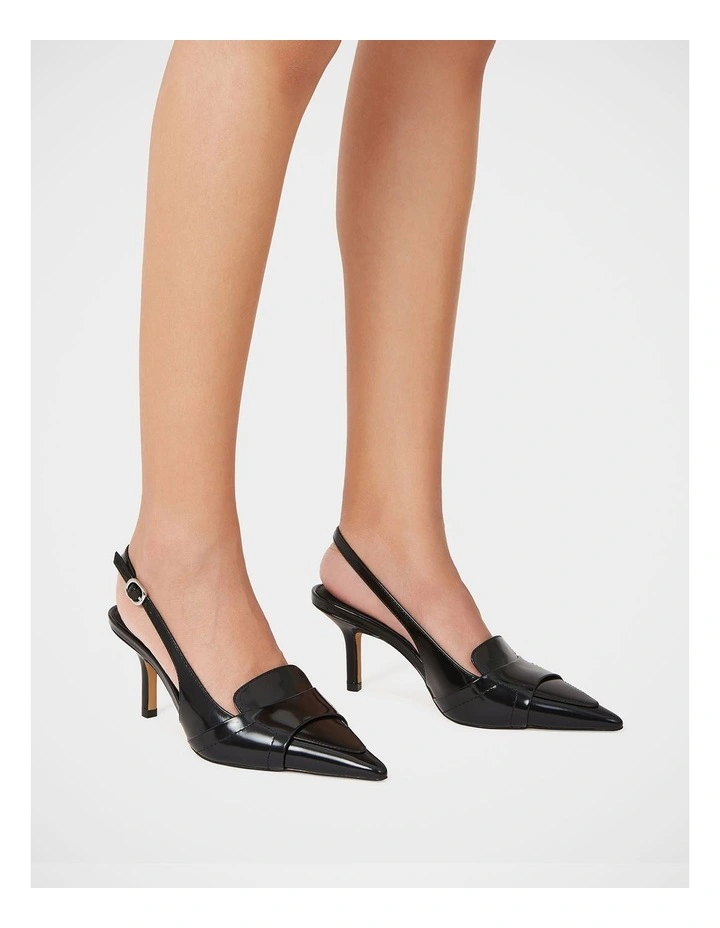 Luna Leather Slingback in Black image 7