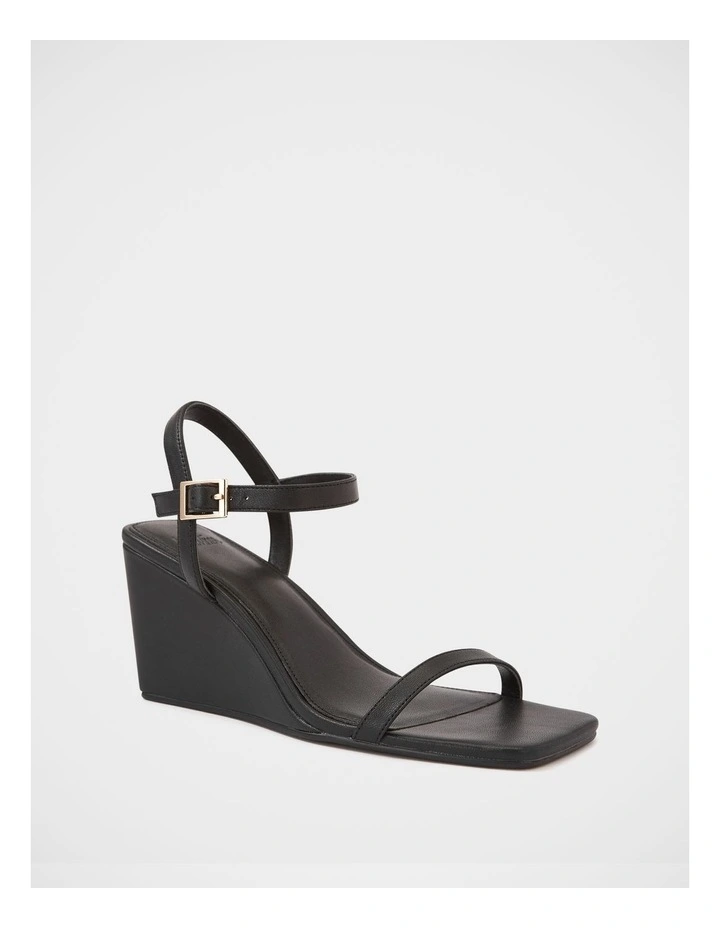 Prisca Leather Wedge in Black image 2