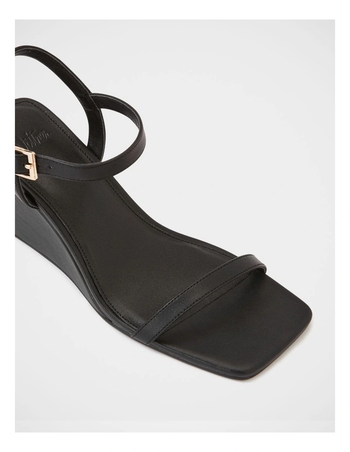 Prisca Leather Wedge in Black image 3