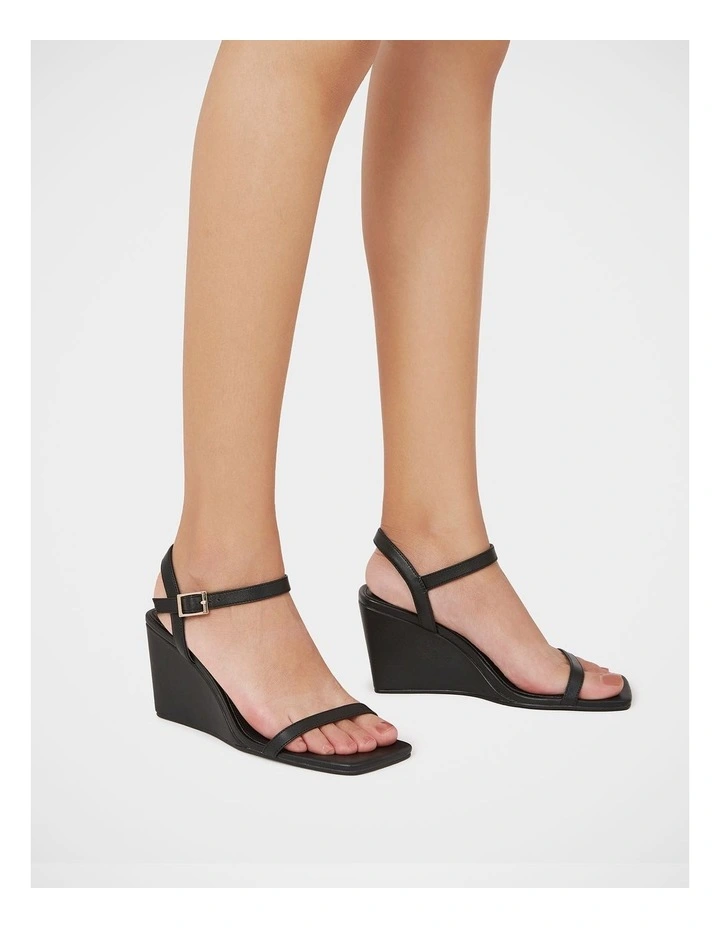 Prisca Leather Wedge in Black image 7