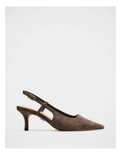 Marrie Suede Leather Slingback in Mocha Brown