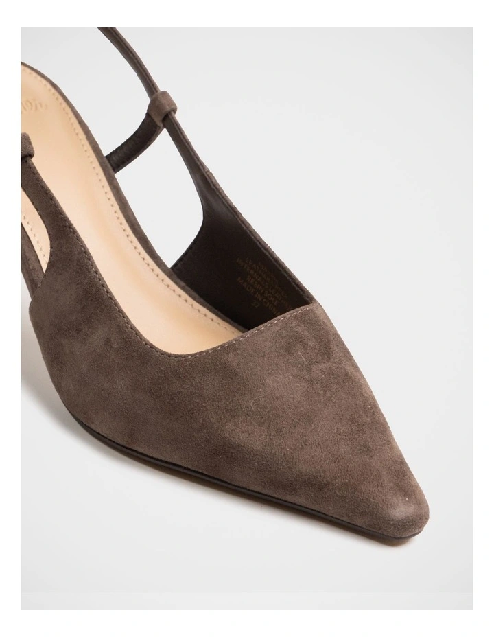 Marrie Suede Leather Slingback in Mocha Brown image 3