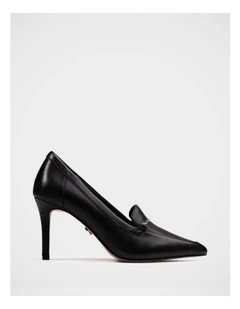 Rylan Leather Heeled Loafer in Black