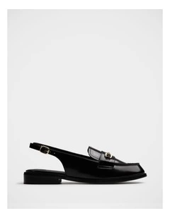 Alexia Leather Slingback Loafer in Black