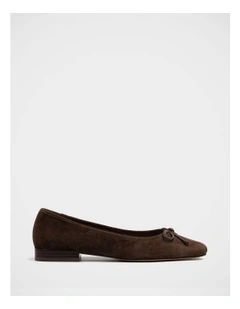 Armenia Suede Leather Ballet Flat in Chocolate