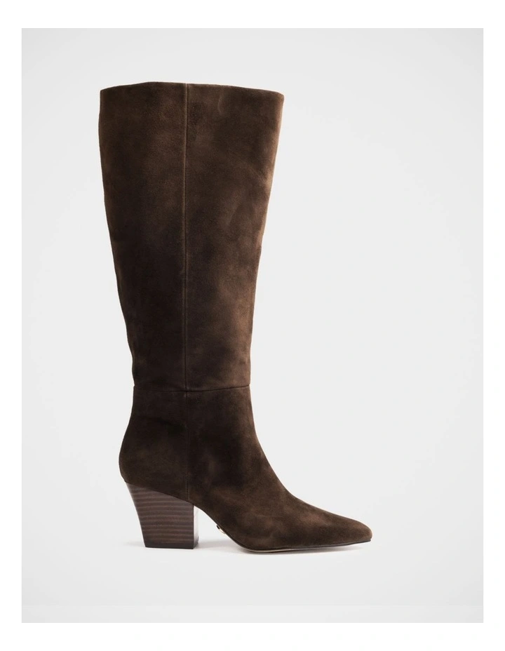 Kolton Suede Leather Knee High Boot in Chocolate image 1