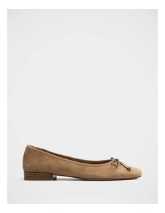 Armenia Suede Leather Ballet Flat in Fawn