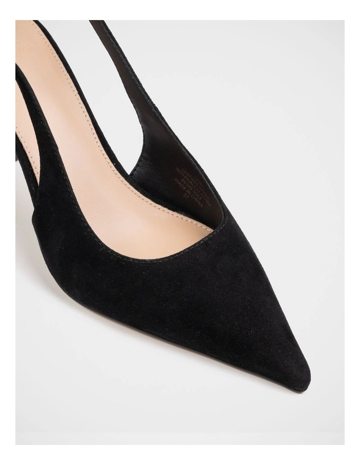 Leia Suede Leather Slingback in Black image 3