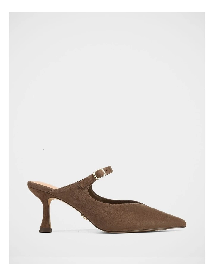 Lucille Suede Leather Mule in Mocha Brown image 1