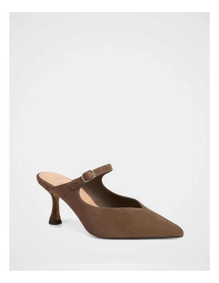Lucille Suede Leather Mule in Mocha Brown image 2
