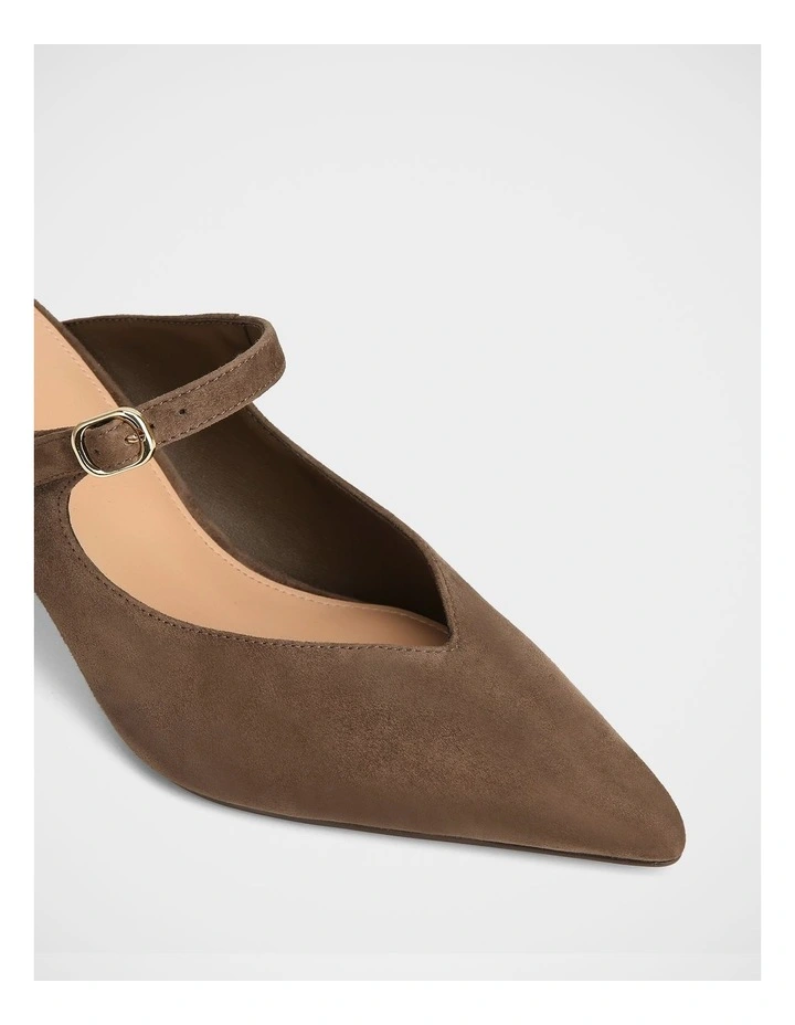 Lucille Suede Leather Mule in Mocha Brown image 3