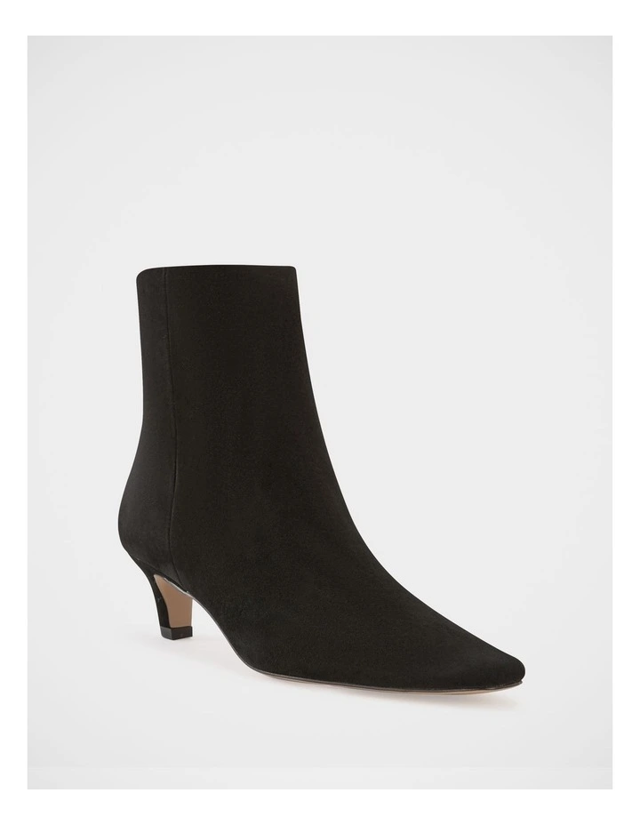 Honora Suede Leather Ankle Boot in Black image 2