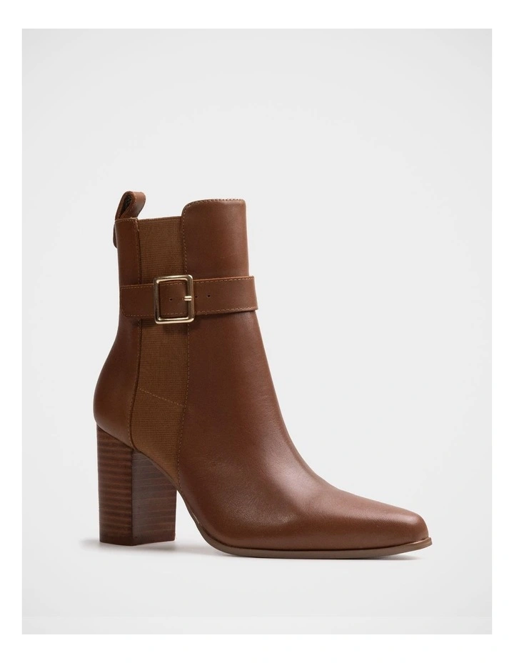Holli Leather Ankle Boot in Dark Cognac image 2