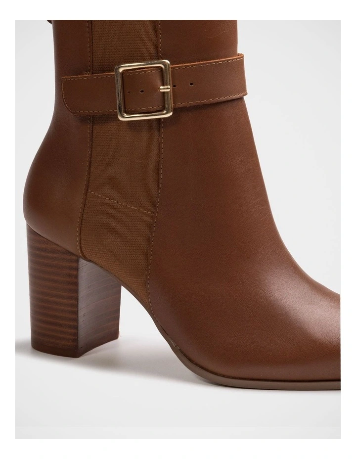 Holli Leather Ankle Boot in Dark Cognac image 3