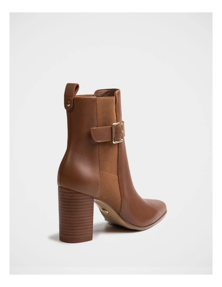 Holli Leather Ankle Boot in Dark Cognac image 4