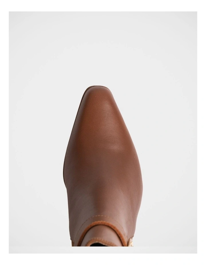 Holli Leather Ankle Boot in Dark Cognac image 5