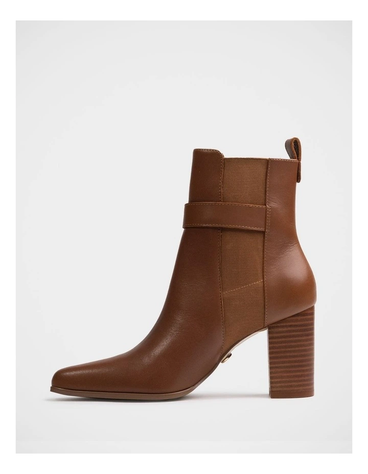 Holli Leather Ankle Boot in Dark Cognac image 6