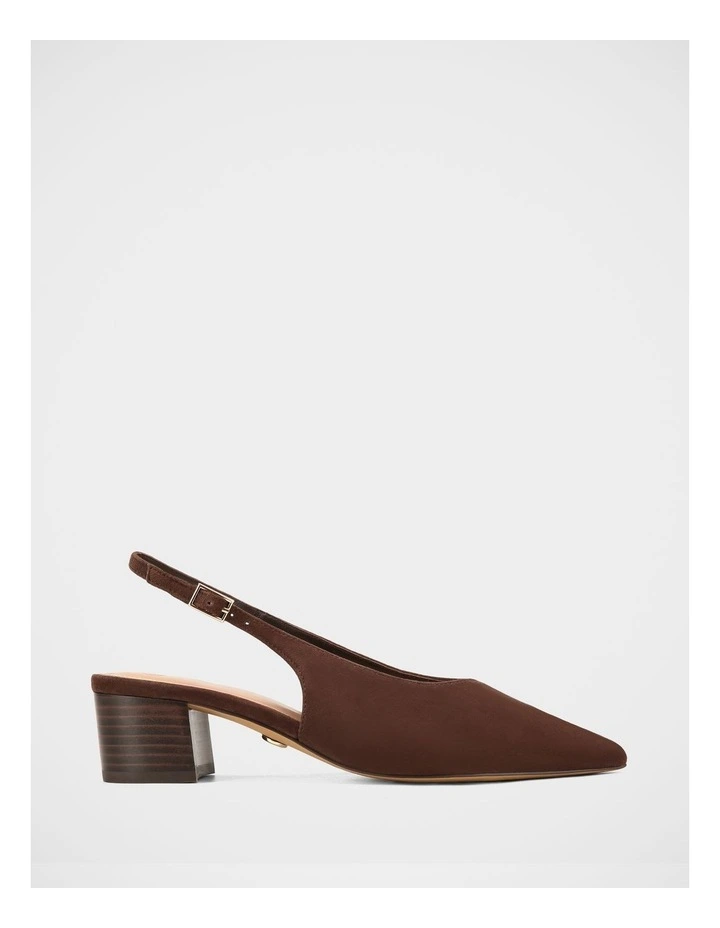 Fatima Suede Leather Slingback in Chocolate image 1