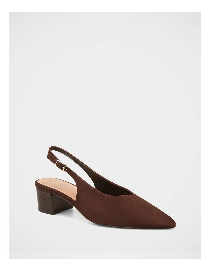 Fatima Suede Leather Slingback in Chocolate image 2