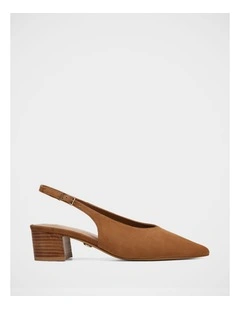 Fatima Suede Leather Slingback Shoe in Nutmeg