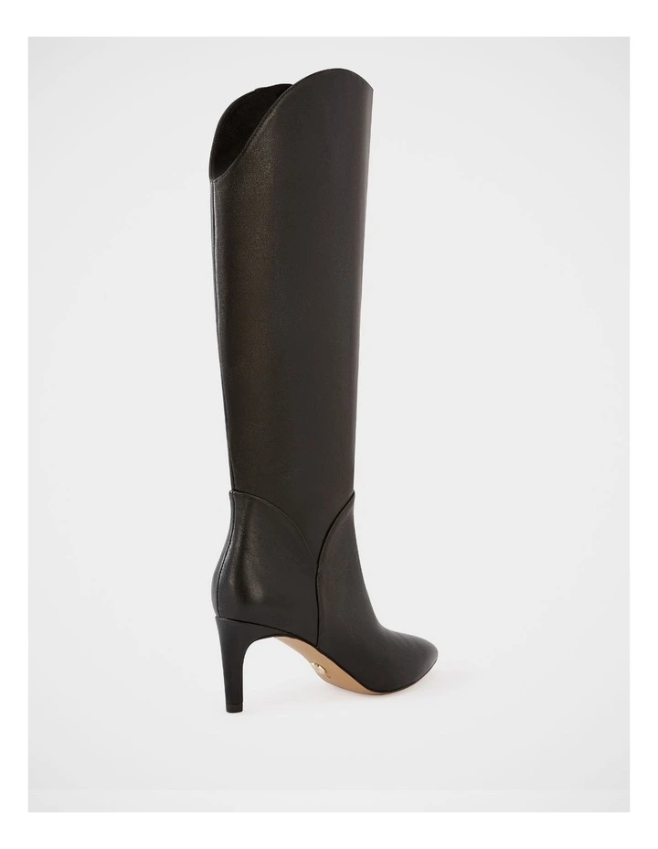 Freda Leather Knee High Boots in Black image 4