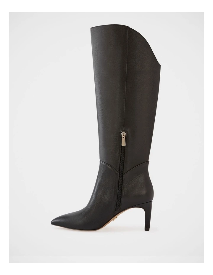 Freda Leather Knee High Boots in Black image 6