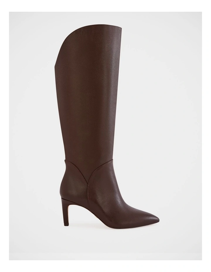 Freda Leather Knee High Boots in Ebony image 1