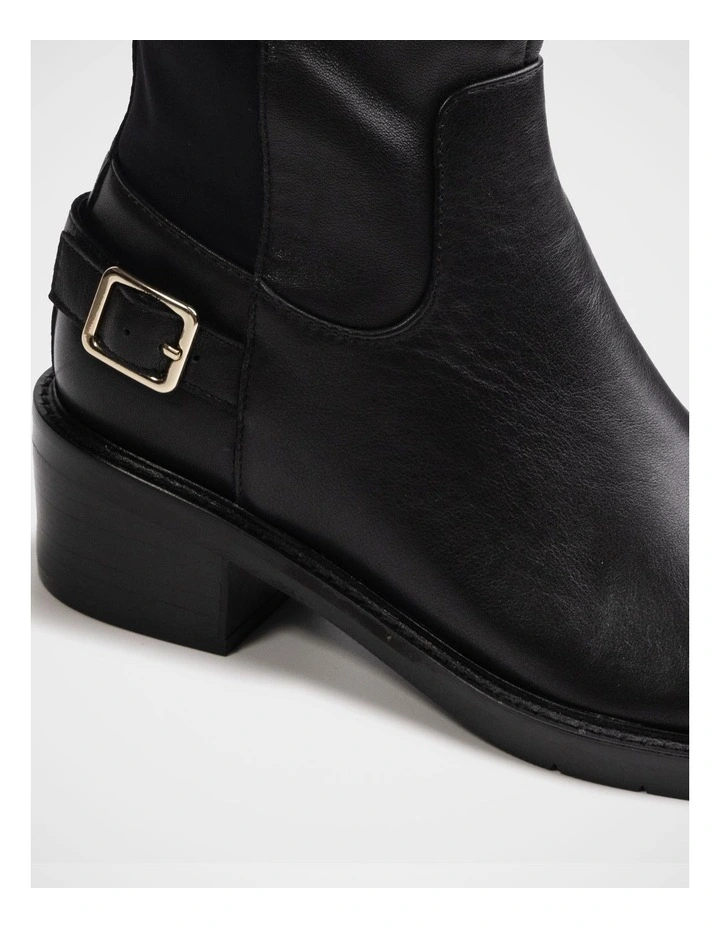 Branda Leather and Neoprene Knee High Boot in Black image 3