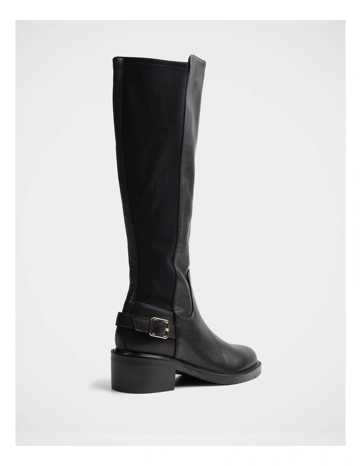 Branda Leather and Neoprene Knee High Boot in Black image 4
