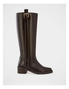 Bobby Leather Knee High Boots in Dark Brown