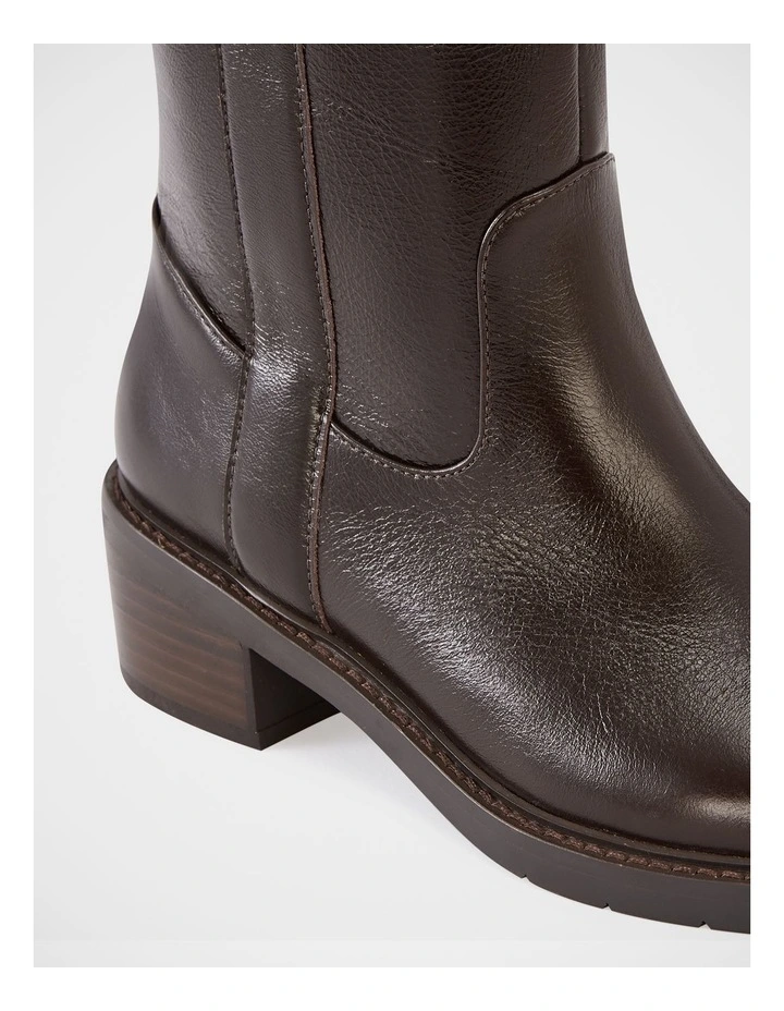 Bobby Leather Knee High Boots in Dark Brown image 3