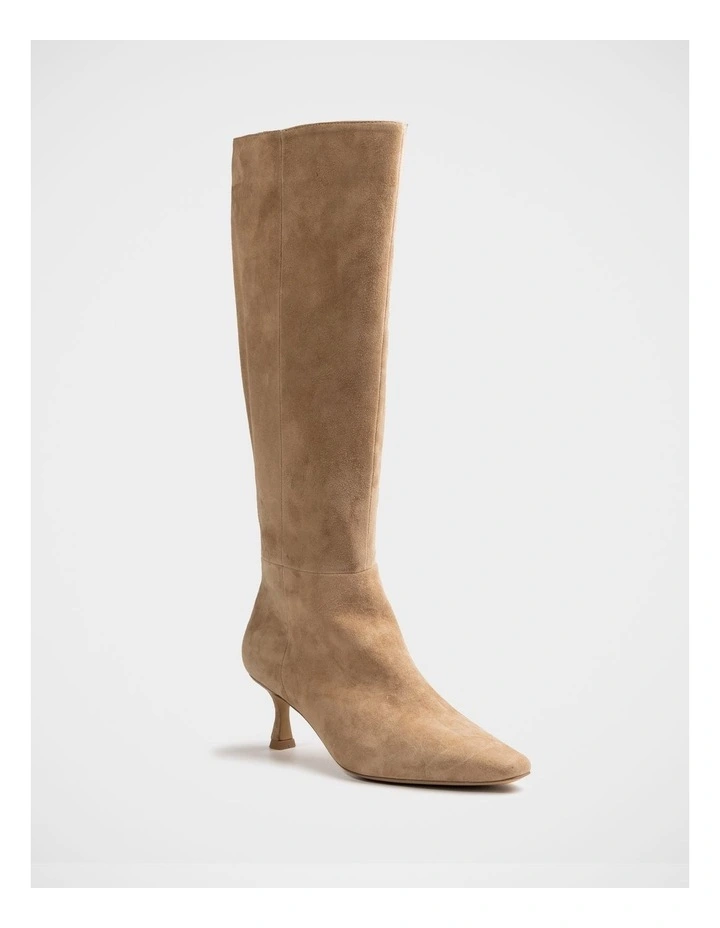 Mia Suede Leather Knee High Boots in Fawn image 2