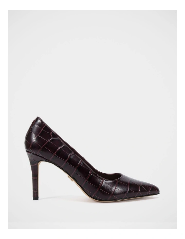 Ravyn Croc Embossed Leather Pump in Raisin image 1