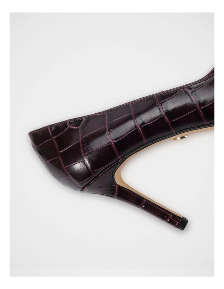 Ravyn Croc Embossed Leather Pump in Raisin image 3
