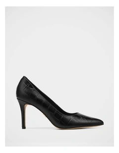 Ravyn Croc Embossed Leather Pump in Black