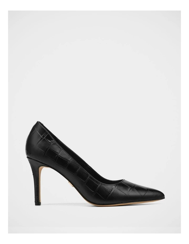 Ravyn Croc Embossed Leather Pump in Black image 1