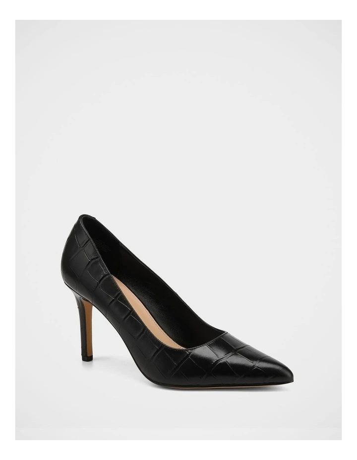 Ravyn Croc Embossed Leather Pump in Black image 2