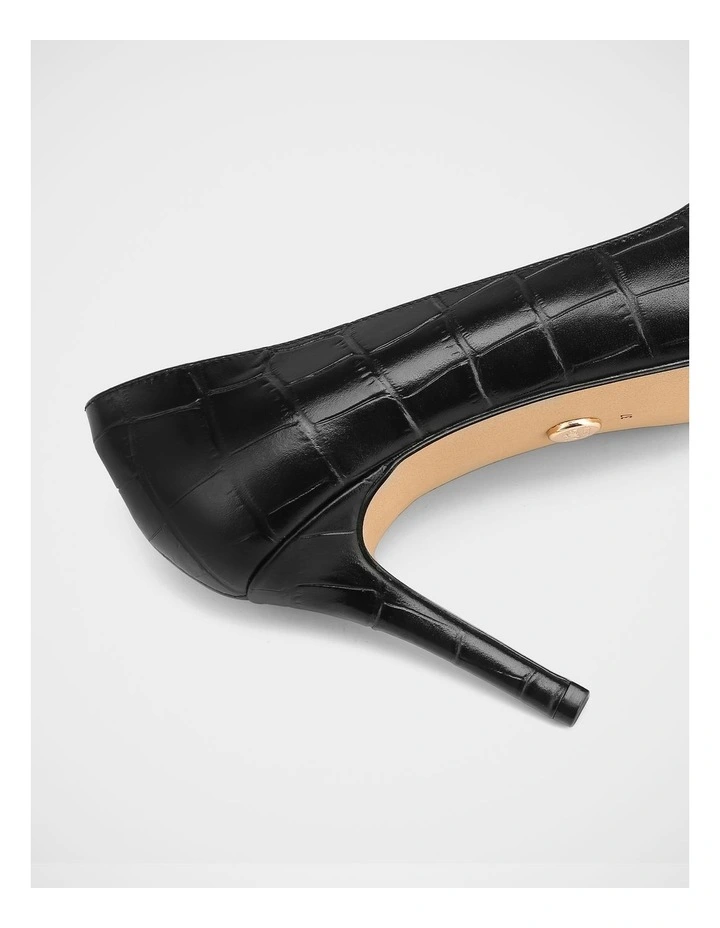 Ravyn Croc Embossed Leather Pump in Black image 3