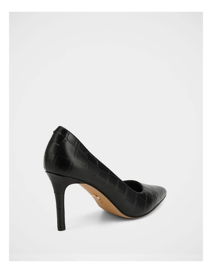 Ravyn Croc Embossed Leather Pump in Black image 4