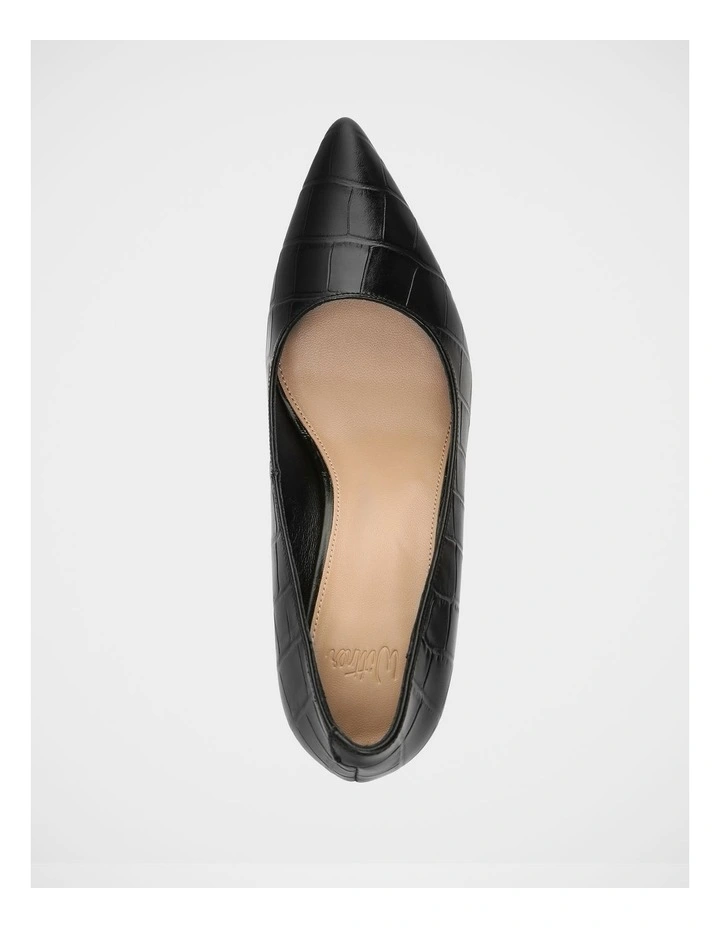 Ravyn Croc Embossed Leather Pump in Black image 5