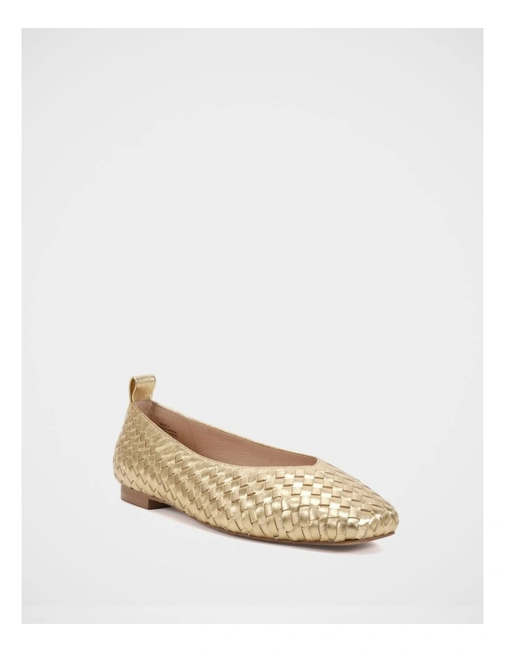 Berty Pebble Leather Ballet Flat in Gold image 2