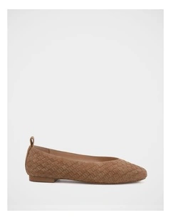 Berty Suede Leather Ballet Flat in Nutmeg