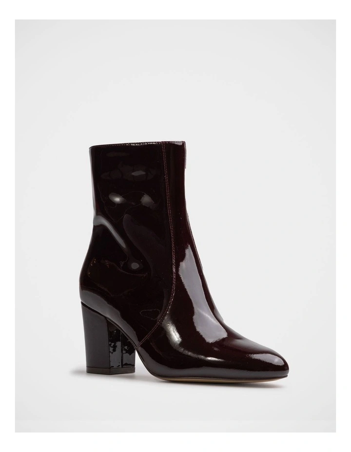 Kyrah Patent Leather Ankle Boots in Raisin image 2