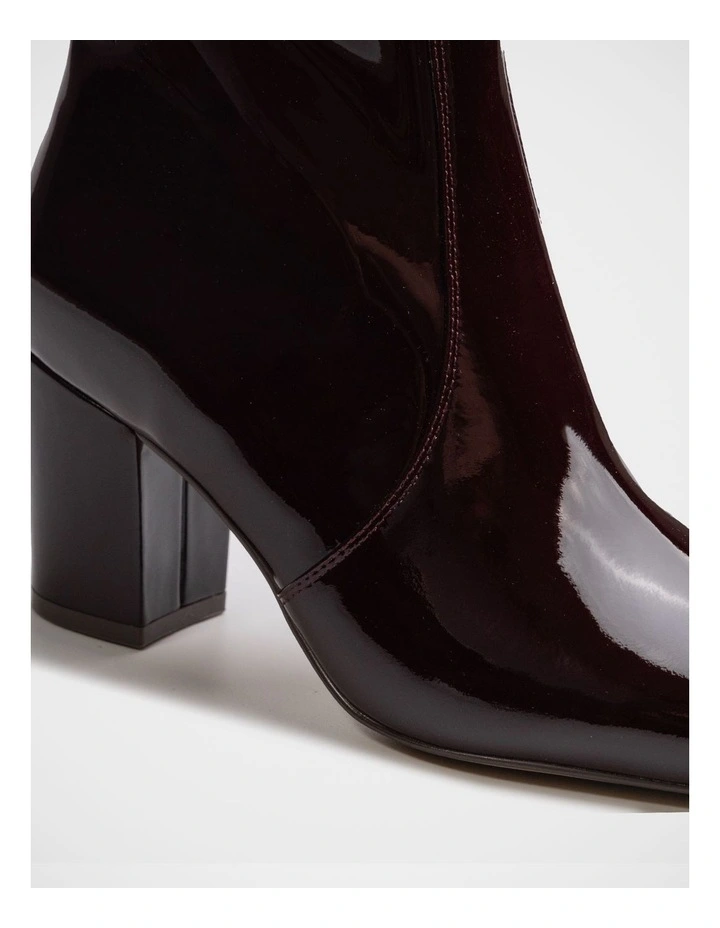 Kyrah Patent Leather Ankle Boots in Raisin image 3