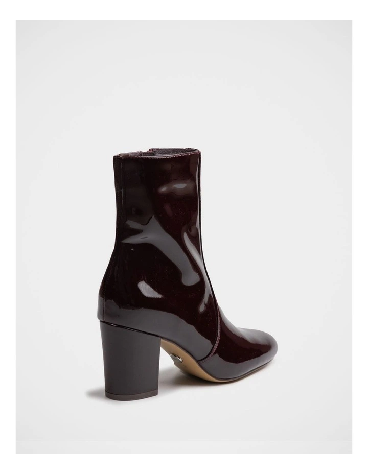Kyrah Patent Leather Ankle Boots in Raisin image 4